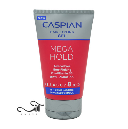 ژل مو فوق قوی بدون الکل کاسپین مدل MEGA HOLD حاوی پرو ویتامین B5 حجم 150 میل