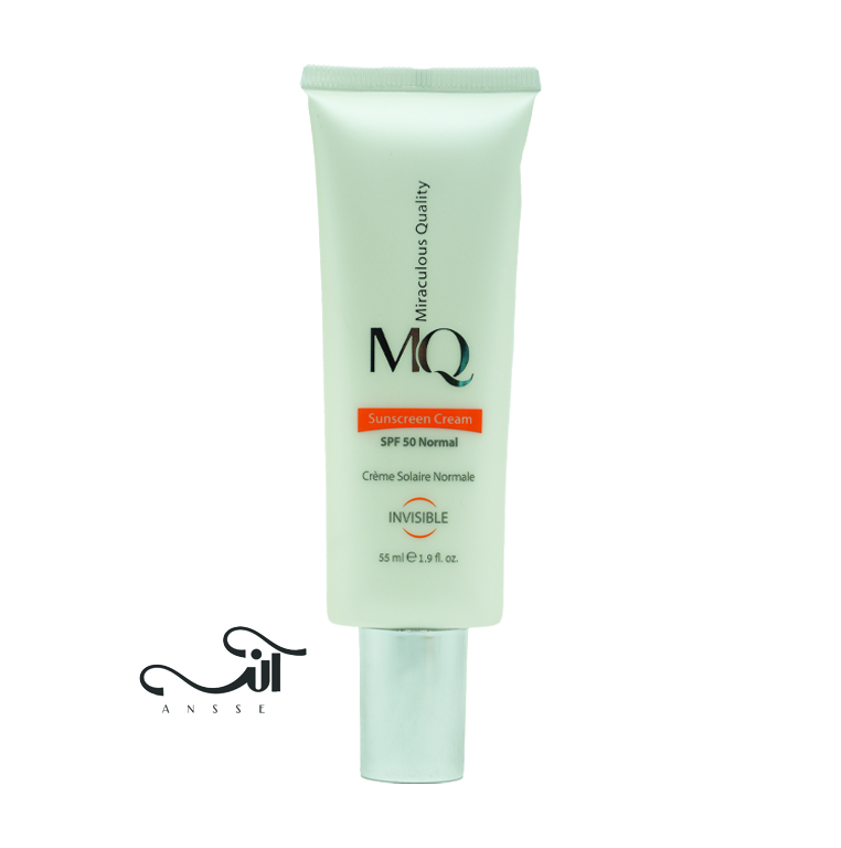 کرم ضد آفتاب بی رنگ ام کیو با SPF50 مناسب پوست نرمال و خشک